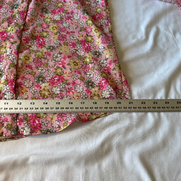 Kut From the Kloth Long Sleeve Sheer Button Up Crepe Blouse Multicolor Pink Sml - Picture 10 of 11